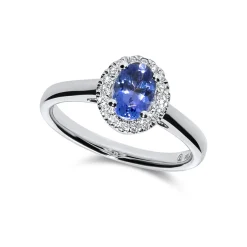 Discount Diamantring i hvitt gull med tanzanitt 0,12 ct Ringer