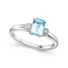 Clearance Diamantring i hvitt gull med blå topas 0,07 ct Ringer
