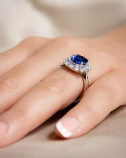 Discount Diamantring i hvitt gull med tanzanitt 1,02 ct Ringer