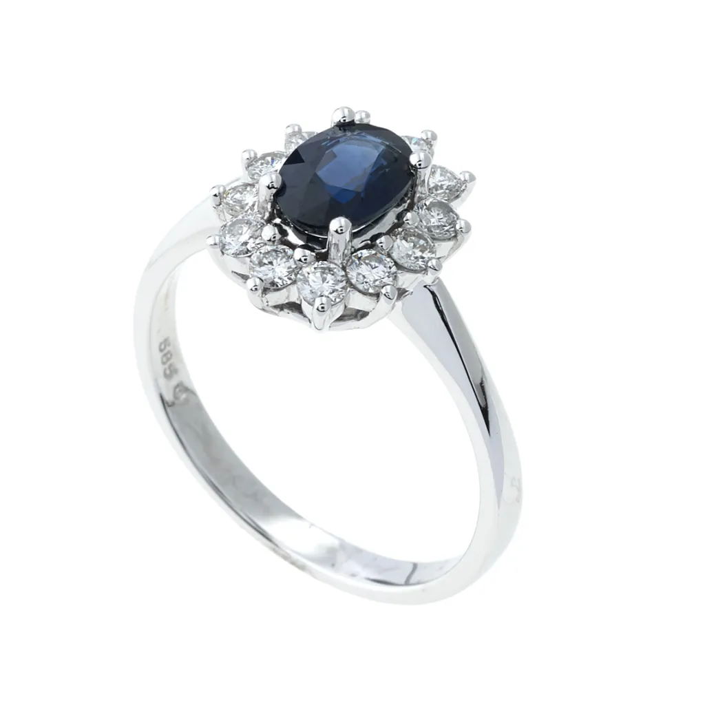 Sale Diamantring med 1,05 carat safir og diamant Ringer