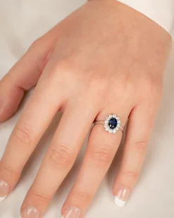 Sale Diamantring med 1,05 carat safir og diamant Ringer