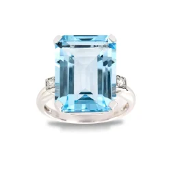 Online Diamantring med blå topas Ringer