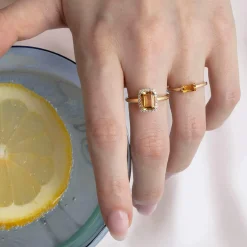 Clearance Diamantring med citrin Ringer