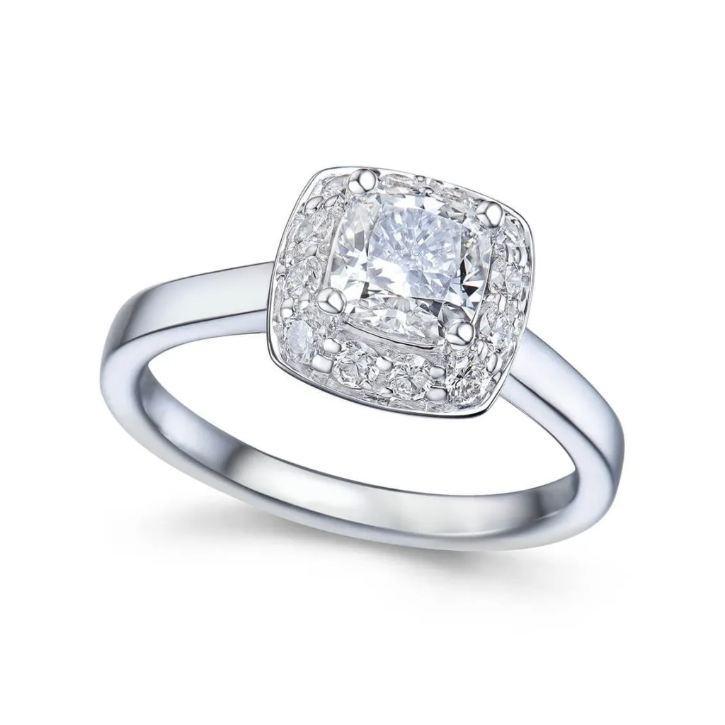 Fashion Diamantring med cushion cut og brillianter Ringer