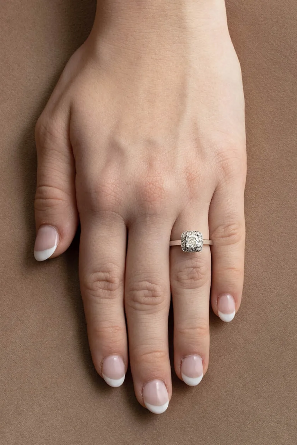 Fashion Diamantring med cushion cut og brillianter Ringer
