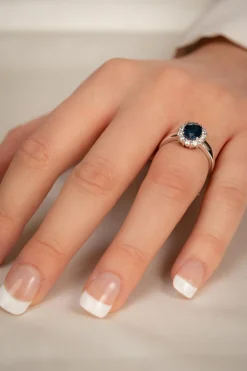 Clearance Diamantring med safir 0,42 ct Ringer