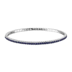 Outlet Elastisk armbånd i hvitt gull med safirer 3,06 ct Armbånd