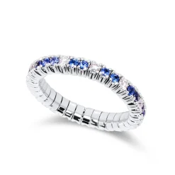 Online Elastisk diamantring 0,30 ct med safir str 53-56 Ringer