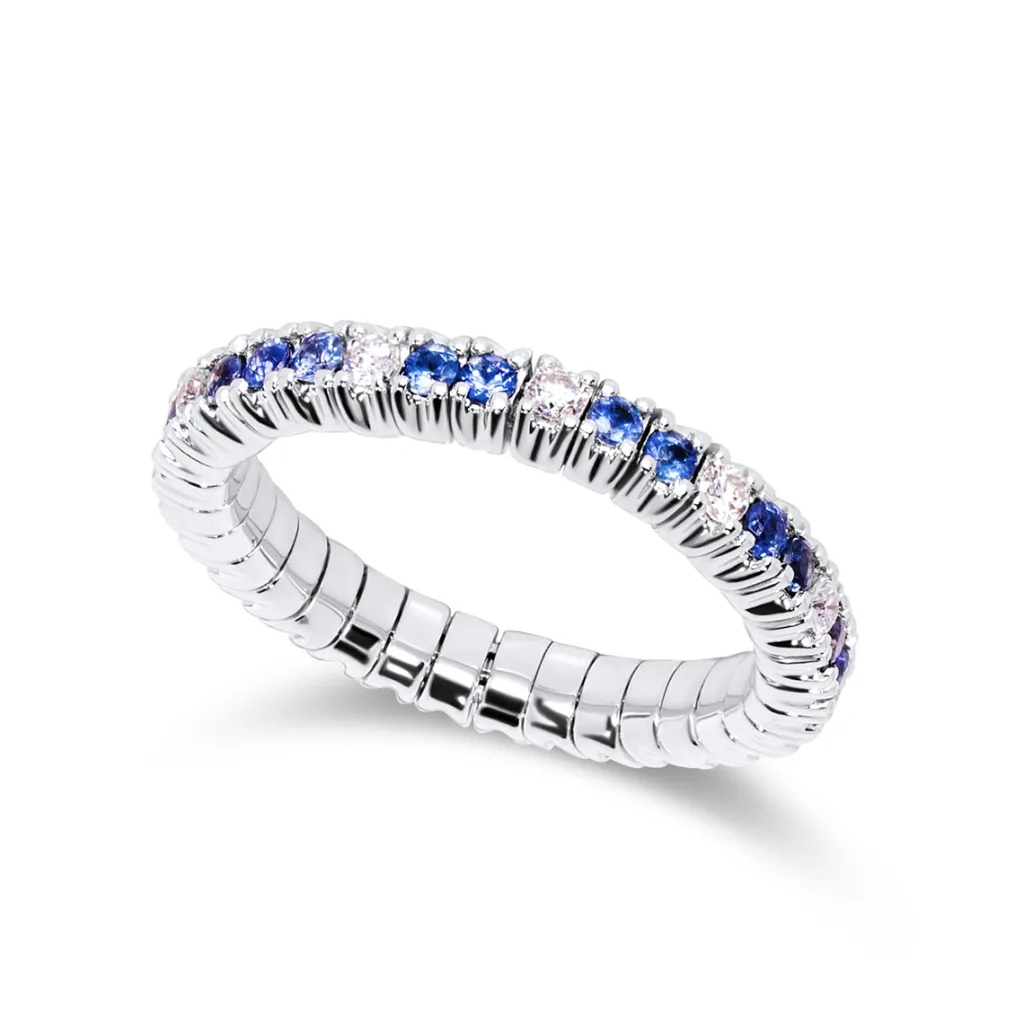Online Elastisk diamantring 0,30 ct med safir str 53-56 Ringer