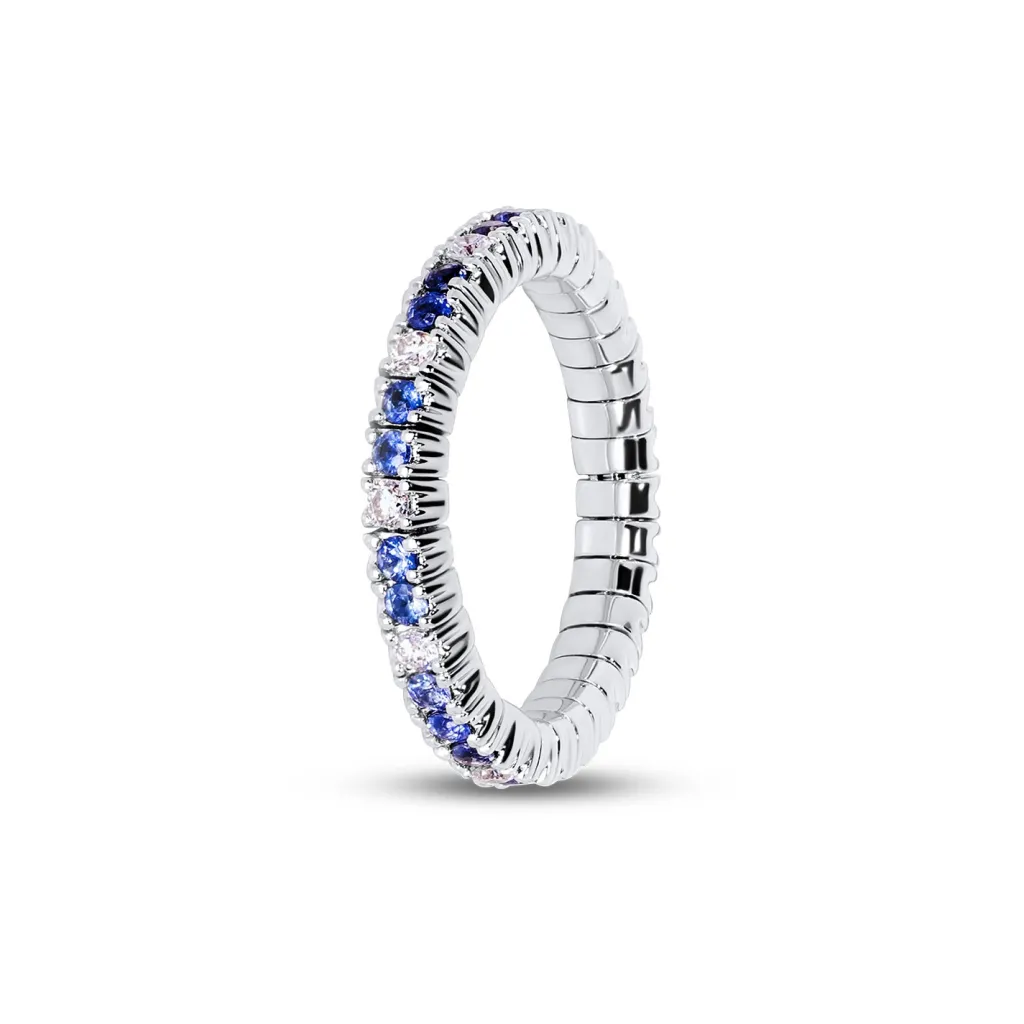 Online Elastisk diamantring 0,30 ct med safir str 53-56 Ringer