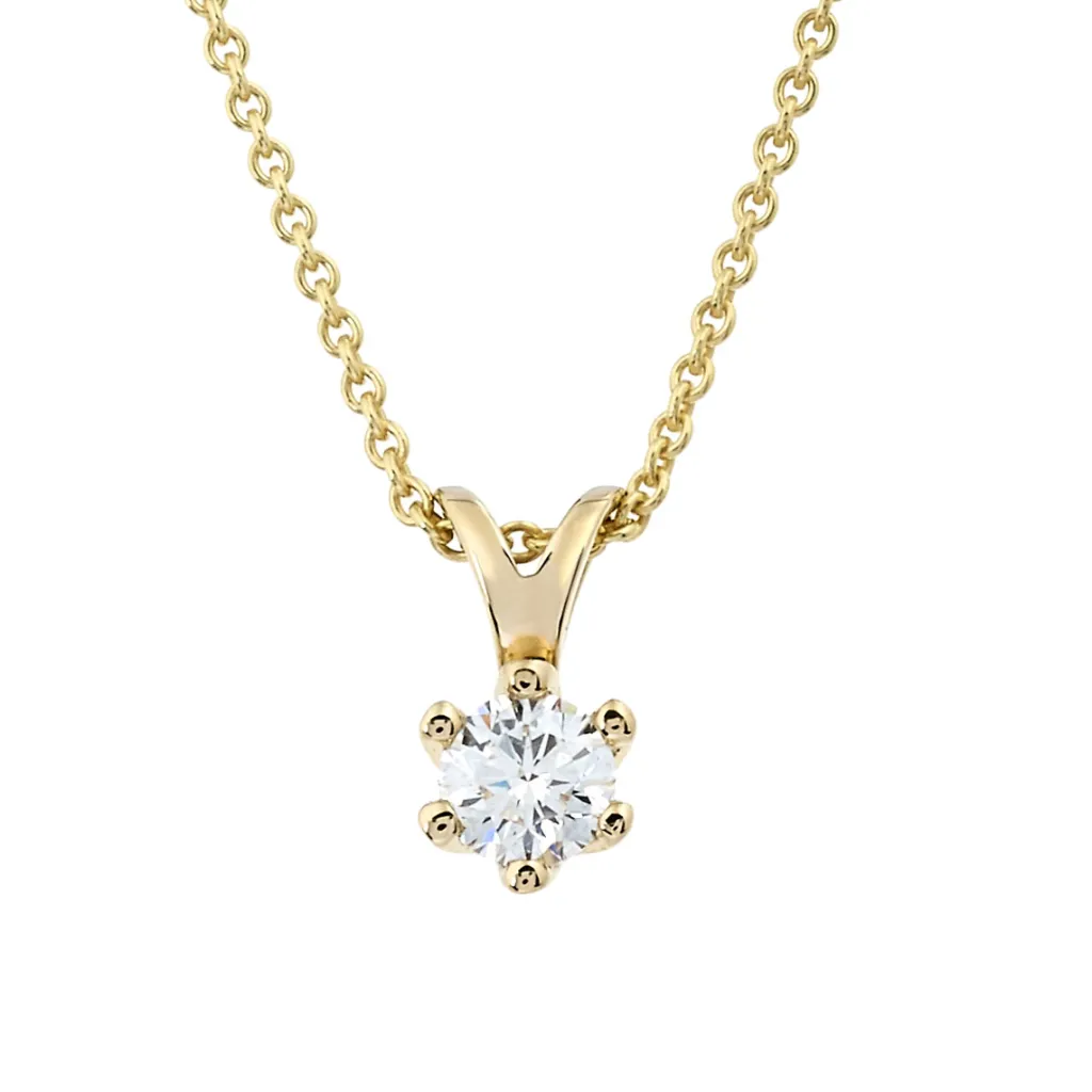Hot Elegance diamantanheng 0,50 ct gult gull Halssmykker