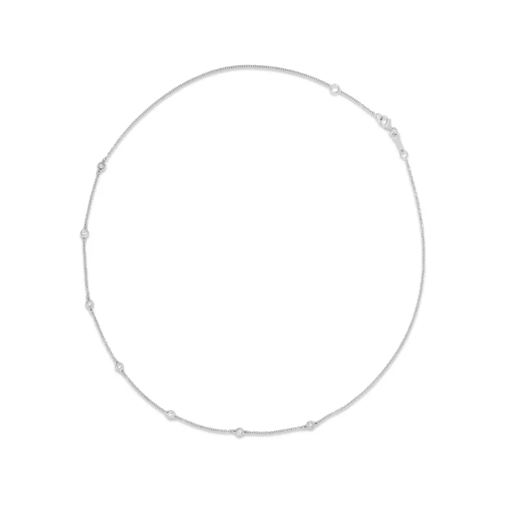 New Ertekjede i hvitt gull med diamanter 0,12 ct Halssmykker