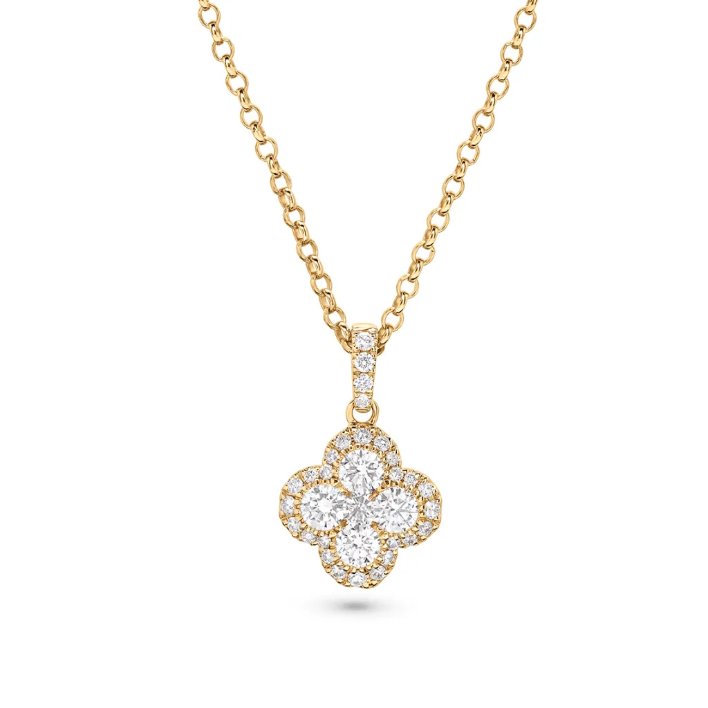 Clearance Firkløver diamantanheng 0,73 ct Halssmykker