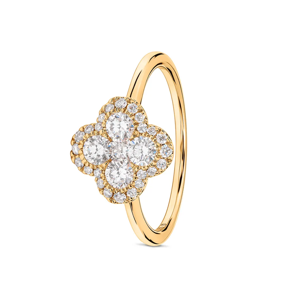 Discount Firkløver diamantring 0,70 ct Ringer