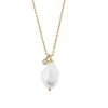 Clearance Forgylt kjede med ferskvannsperle og cubic zirkonia 70 cm Halssmykker