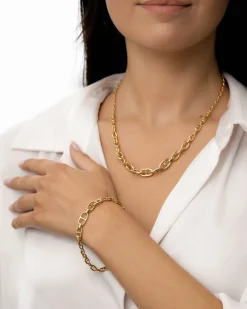 Discount Forgylt sølvarmbånd i forløp med lenker, 18,5 cm Armbånd