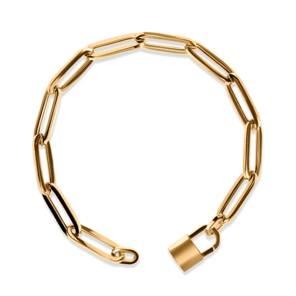 Best Forgylt sølvarmbånd med hengelås Armbånd