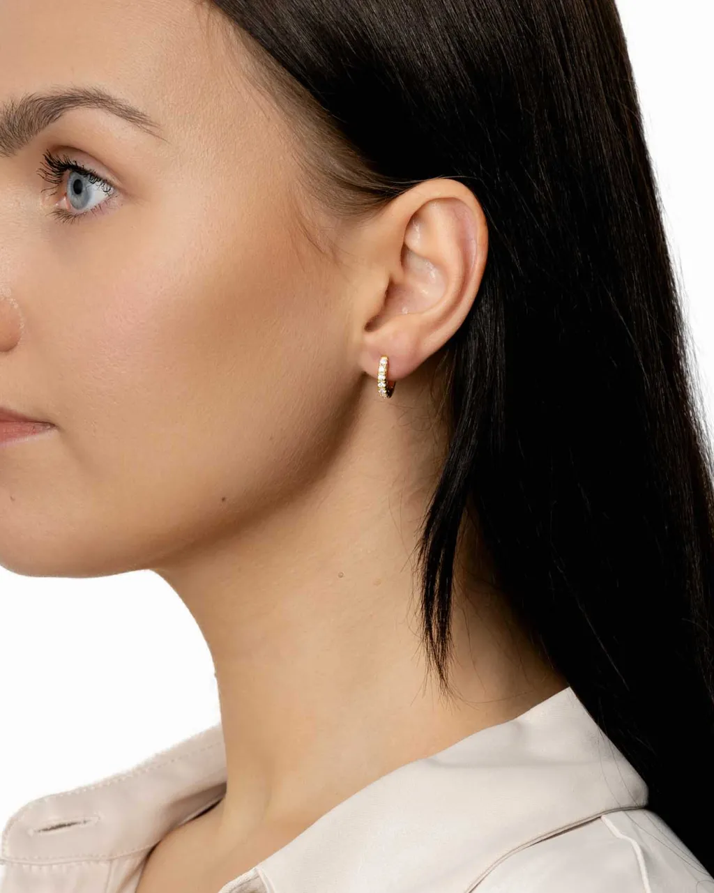 Clearance Forgylte øreringer med cubic zirkonia 13,7 mm Ørepynt