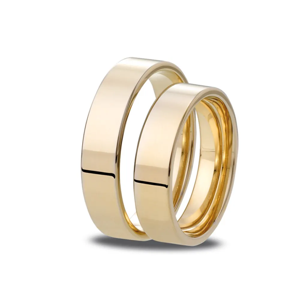 Online Giftering gult gull 5 mm flat/klassisk Ringer