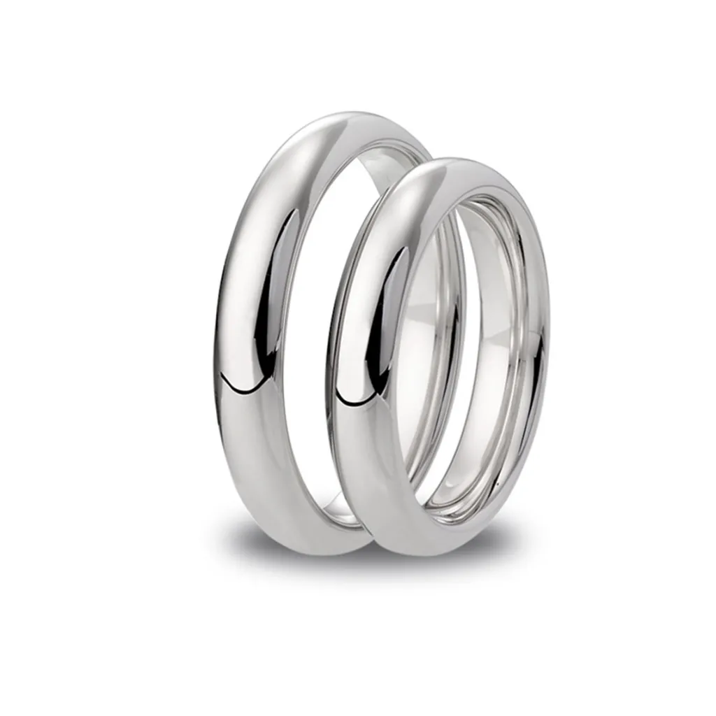 Hot Giftering Promise hvitt gull 4 mm buet/komfort profil Ringer