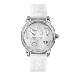 Best Glashütte PanoMatic Luna med diamanter grå perlemor 39 mm Til Henne