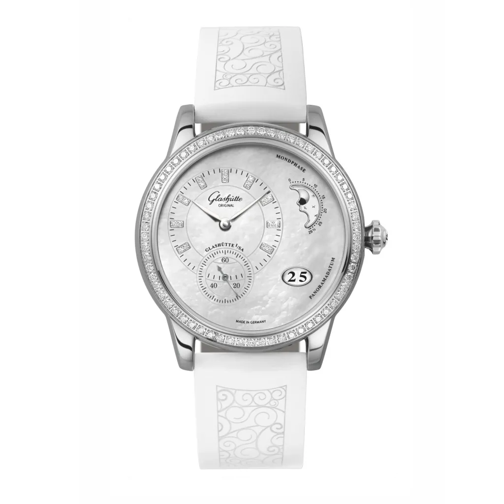 Best Glashütte PanoMatic Luna med diamanter grå perlemor 39 mm Til Henne