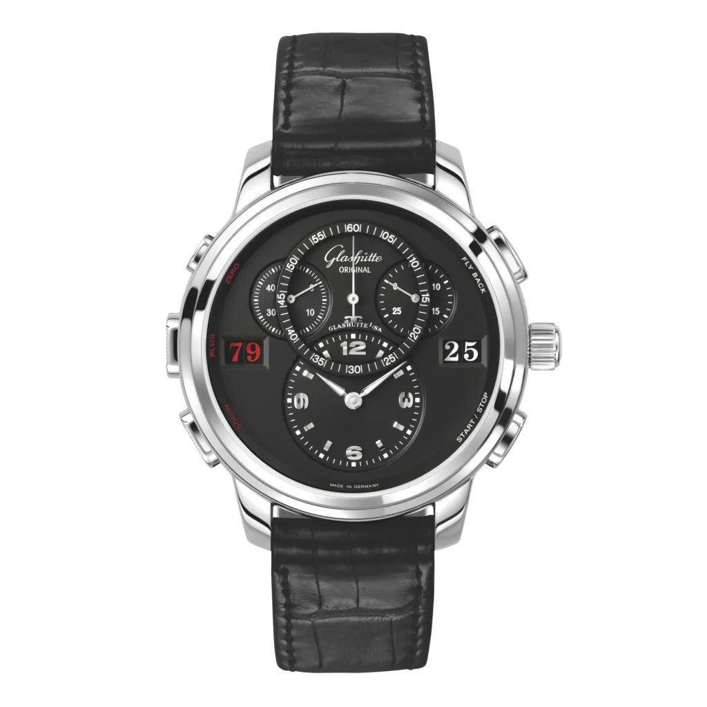 Online Glashütte PanoMaticCounter XL sort 44 mm Til Han
