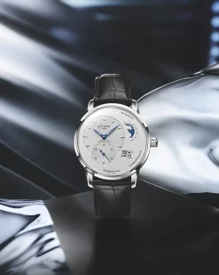 Discount Glashütte PanoMaticLunar 40 mm blå rem Til Han
