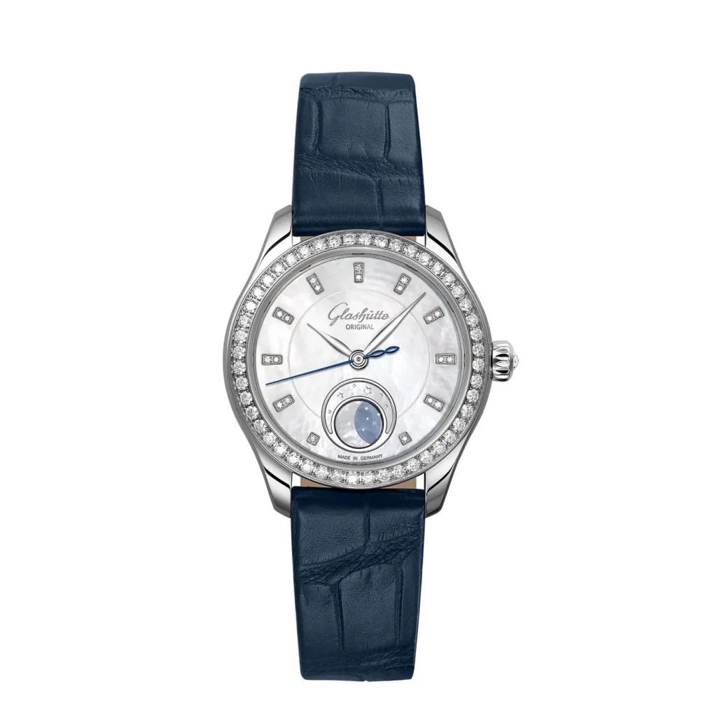 Best Glashütte Serenade Luna med perlemor og diamant bezel 32,5 mm Klokker Med Diamanter | Til Henne