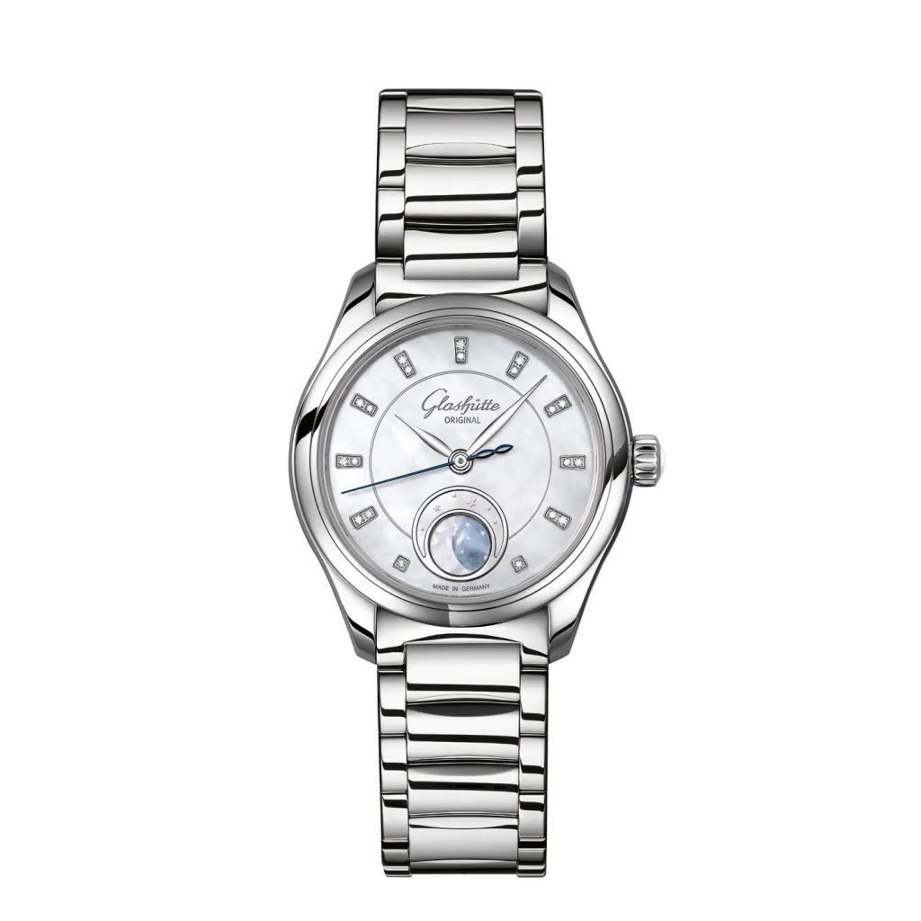 Fashion Glashütte Serenade Luna med perlemor og stållenke 32,5 mm Klokker Med Diamanter | Til Henne