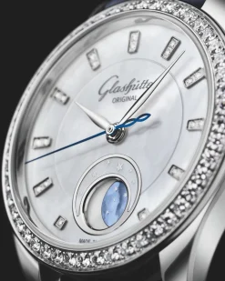 Best Glashütte Serenade Luna med perlemor og diamant bezel 32,5 mm Klokker Med Diamanter | Til Henne