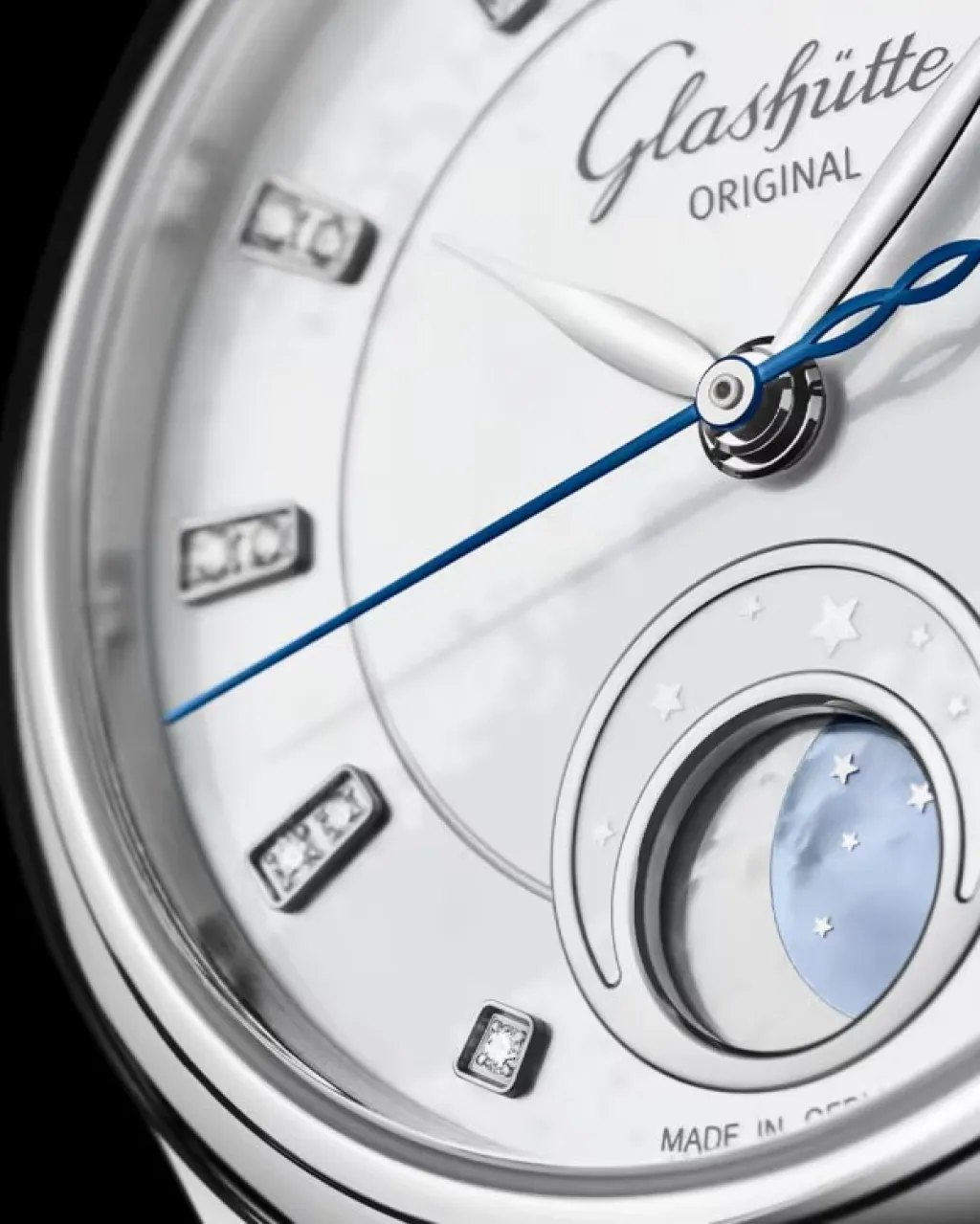 Fashion Glashütte Serenade Luna med perlemor og stållenke 32,5 mm Klokker Med Diamanter | Til Henne