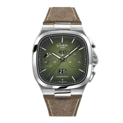 Discount Glashütte Seventies Chronograph Panorama Date grønn 40 mm Til Han