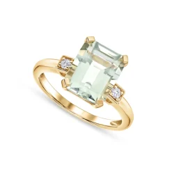 Clearance Grønn ametystring i gult gull med diamanter Ringer
