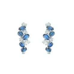 Clearance Gull øreringer med safirer og diamanter 0,60 ct Ørepynt