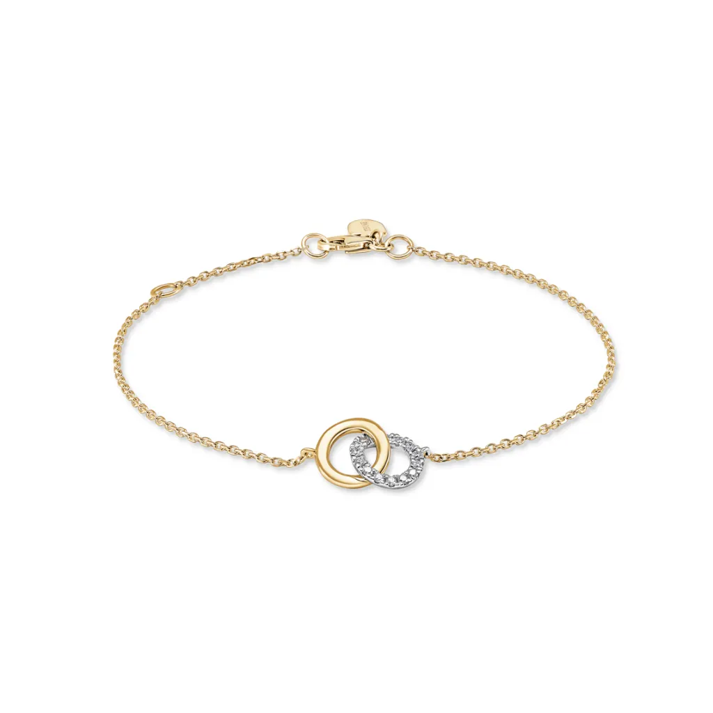 New Gullarmbånd med diamanter 0,10 ct tofarget Armbånd