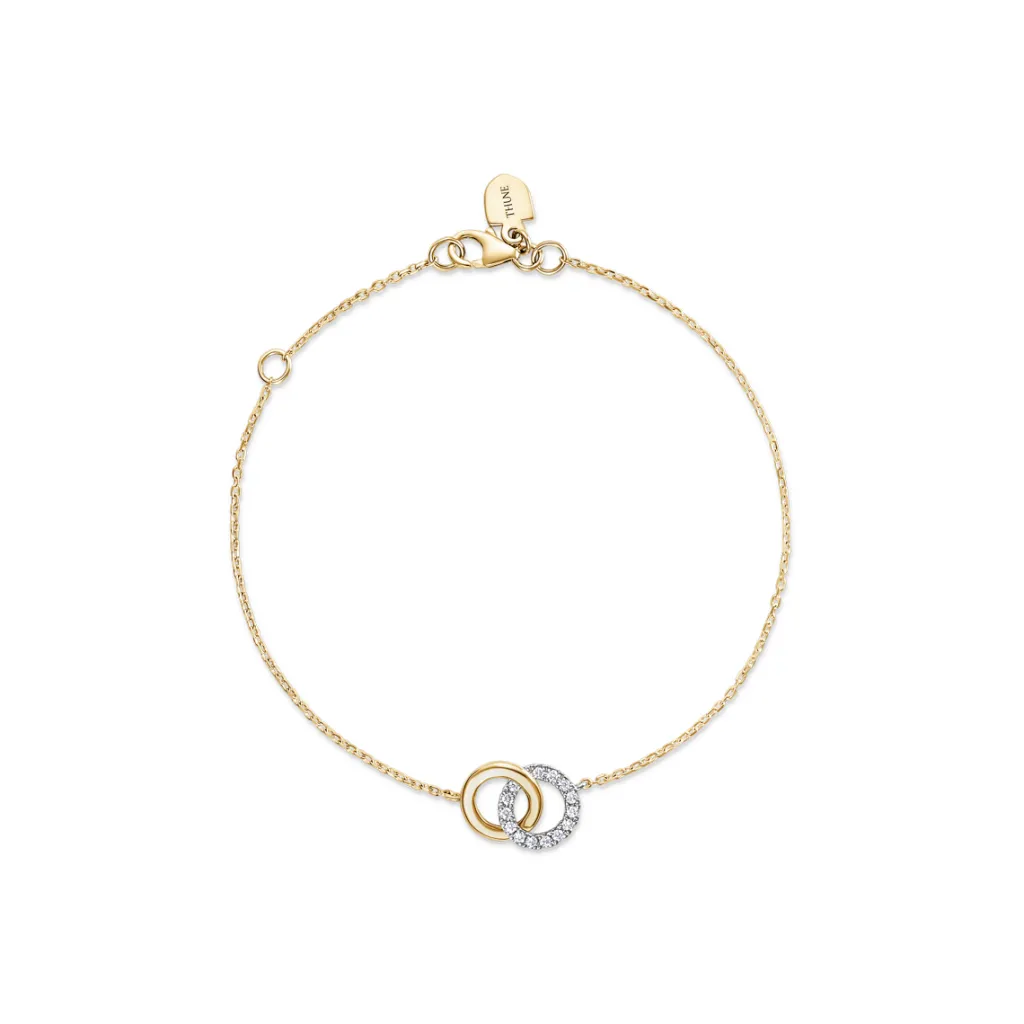 New Gullarmbånd med diamanter 0,10 ct tofarget Armbånd