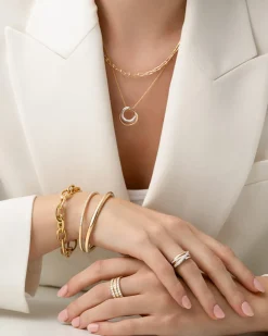 Sale Gullarmbånd med ellipse-ledd Armbånd