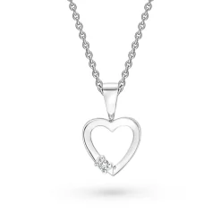 Online Gullhjerte med 0,02 ct diamanter Halssmykker