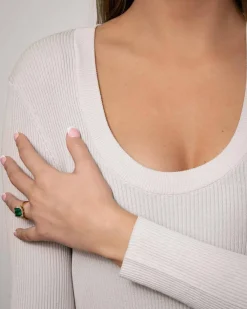 Discount Gullring med grønn malakitt og diamanter 0,13 ct Ringer