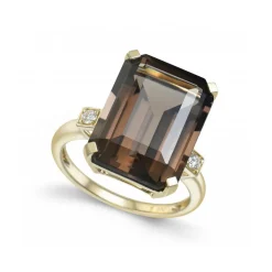 New Gullring med røkkvarts og diamanter Ringer