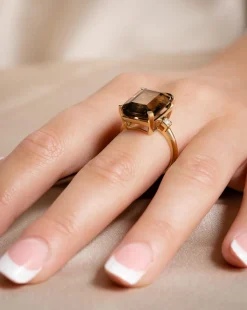 New Gullring med røkkvarts og diamanter Ringer