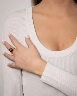 New Gullring med røkkvarts og diamanter Ringer