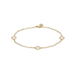 Outlet Gult gull armbånd med firkløver Armbånd