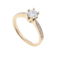 Sale Gult gull diamantring Elegance Exclusive 0,90 ct TW/VS Ringer