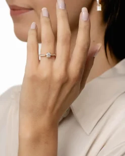 Sale Gult gull diamantring Elegance Exclusive 0,90 ct TW/VS Ringer
