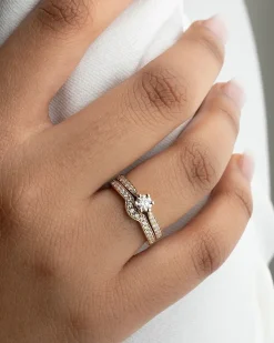Sale Gult gull diamantring Elegance Exclusive 0,90 ct TW/VS Ringer
