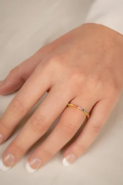 Best Gult gull ring multicolor safirer 0,26 ct Ringer