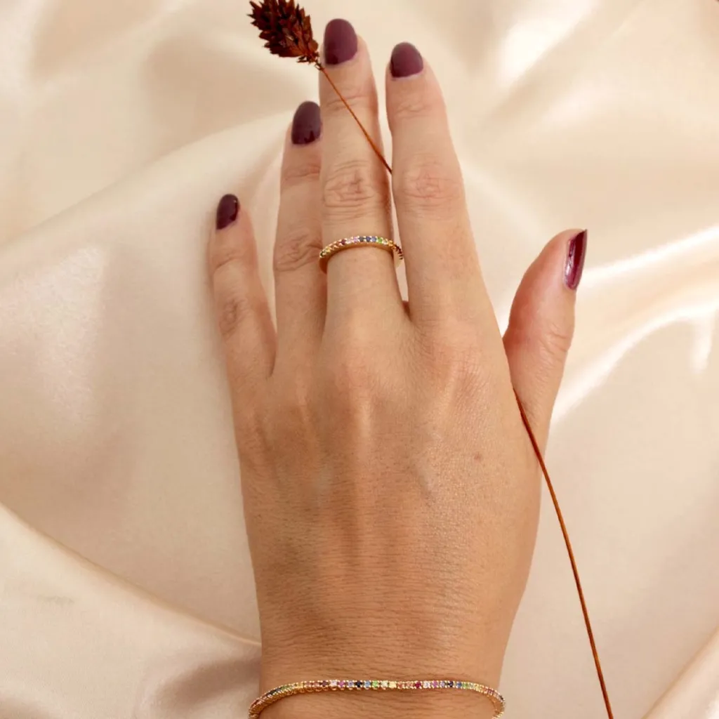 Best Gult gull ring multicolor safirer 0,26 ct Ringer