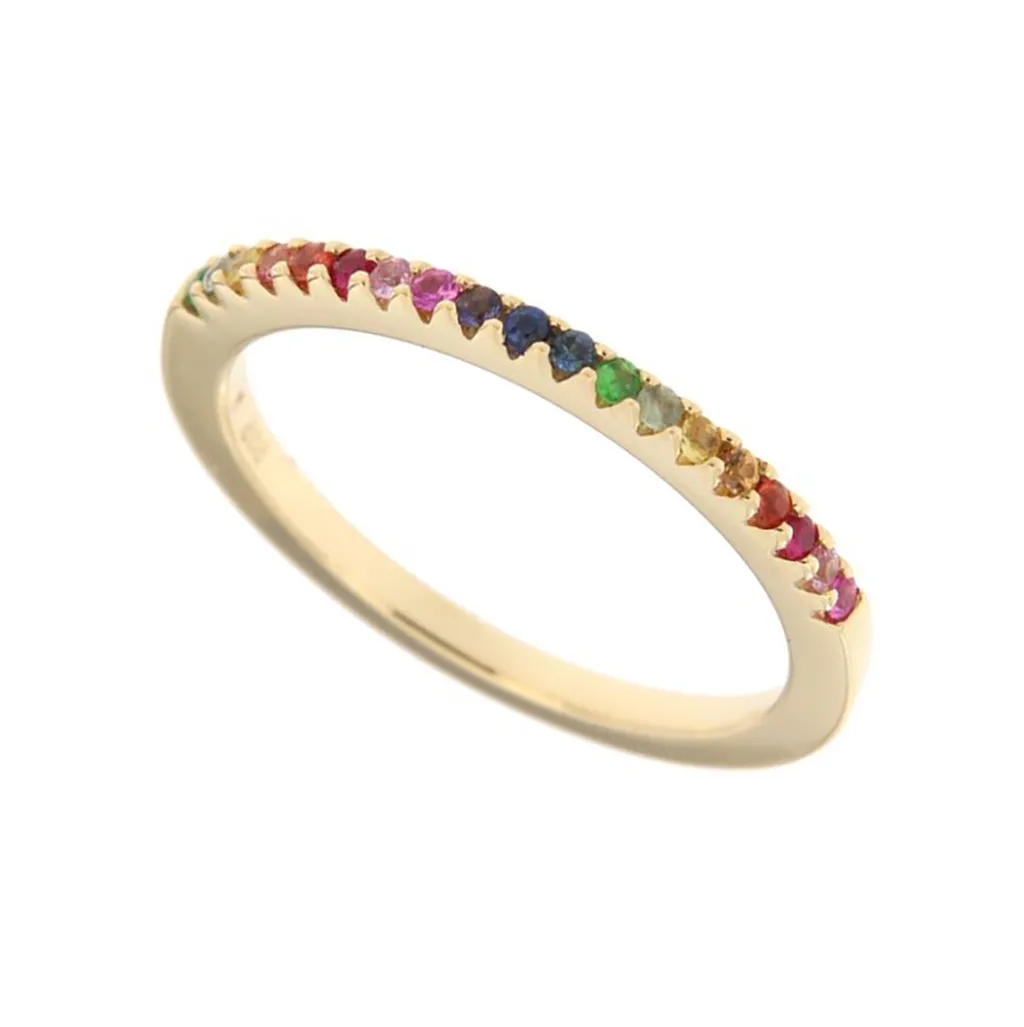 Best Gult gull ring multicolor safirer 0,26 ct Ringer